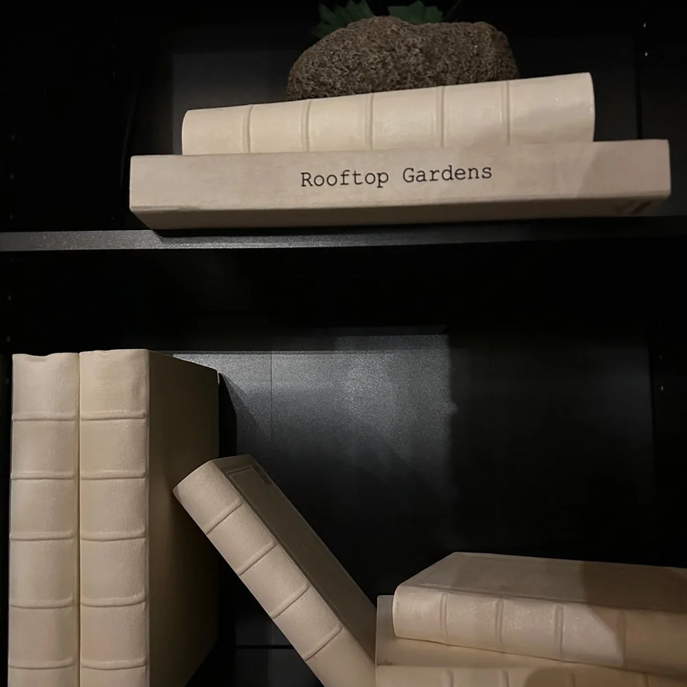 Restoration hardware decor book box.